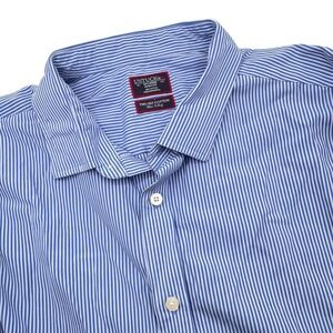 UNTUCKit Button Down Shirt Mens‎ XXL Blue White Striped Wrinkle Free Cotton